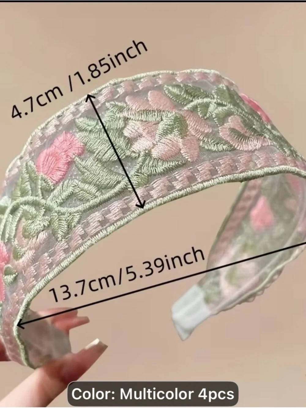 Embroidered Ethnic style Floral Padded Headband - Multicolor